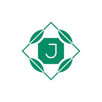 Initial letter J nature leaf emblem logo vector