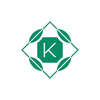 Initial letter K nature leaf emblem logo vector