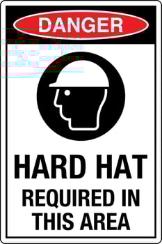 OSHA standards symbols registered workplace safety sign danger caution warning HARD HAT REQUIRED IN THIS AREA vector