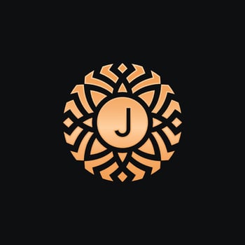 Initial letter J abstract floral medallion emblem logo vector