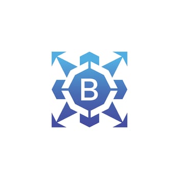 Initial letter B arrow direction technology bagde logo vector
