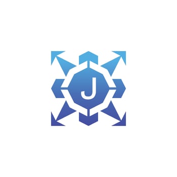 Initial letter J arrow direction technology bagde logo vector