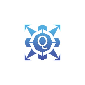 Initial letter Q arrow direction technology bagde logo vector