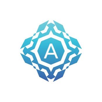 Initial letter A ornamental decorative square pattern logo vector