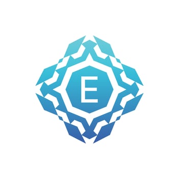 Initial letter E ornamental decorative square pattern logo vector