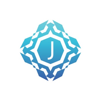Initial letter J ornamental decorative square pattern logo vector