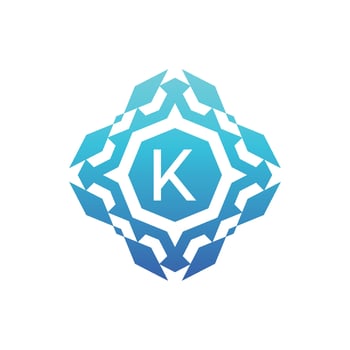Initial letter K ornamental decorative square pattern logo vector