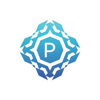 Initial letter P ornamental decorative square pattern logo vector