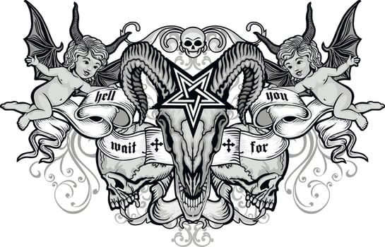 Gothic sign with skull, grunge vintage design t shirts vector