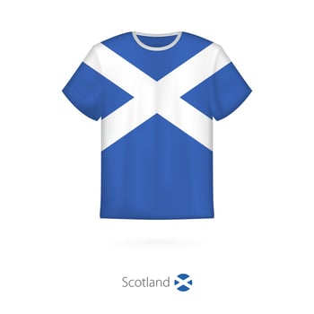 T-shirt design with flag of Scotland. vector