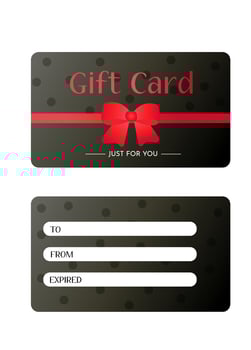 Black gift card with red bow and ribbon vector