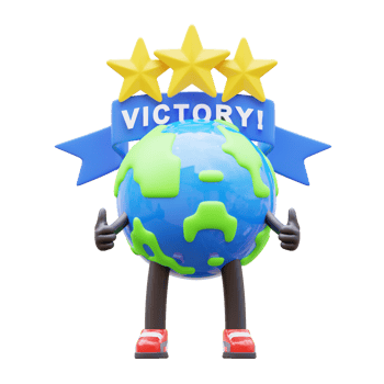 3D Earth Character Winner and Earn Stars png