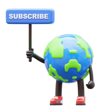 3D Earth Character Holding Subscribe Sign png
