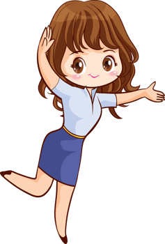 Smiling beautiful woman character in cute actions png