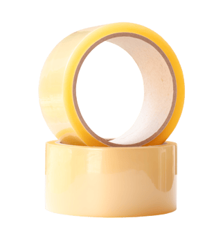 Two brown transparent tape in stack isolated with clipping path in png file format