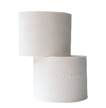 Two rolls of white tissue paper or napkin is stack isolated with clipping path in png file format