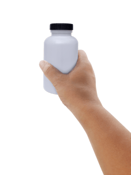 bottle of medicine on hand, transparent background png