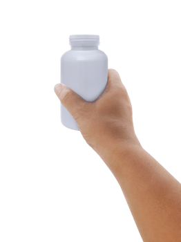bottle of medicine on hand, transparent background png