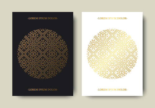 Luxury gold border pattern cover template vector