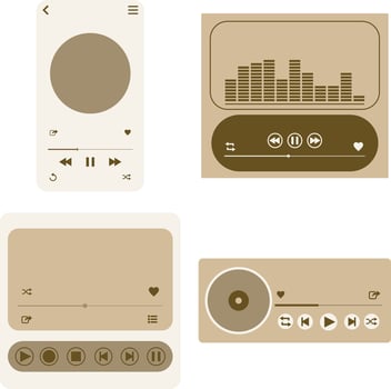 UI Music Player With Interface Design. Vector Illustration Set.
