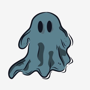 Halloween flying cloth ghost. Cute cartoon spooky character hand drawn vector
