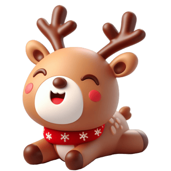 Happy reindeer in Christmas season AI generative png