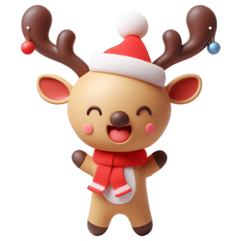 Happy reindeer in Christmas season AI generative png