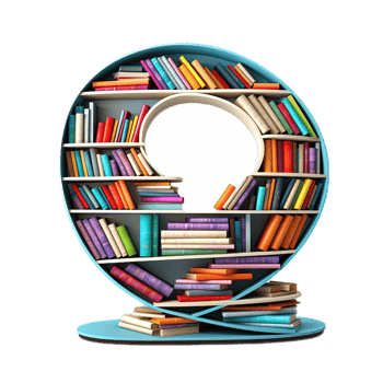 Bookshelf isolated on transparent background. PNG file, cut out. AI Generated