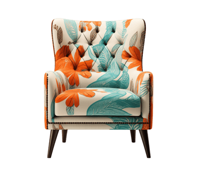 Accent chair isolated on transparent background. PNG file, cut out. AI Generated