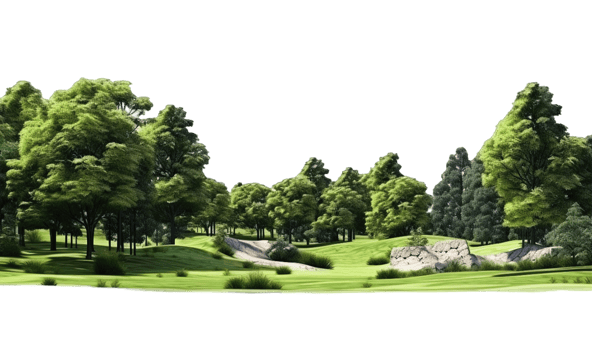Green trees landscape isolated on transparent background. PNG file, cut out. AI Generated