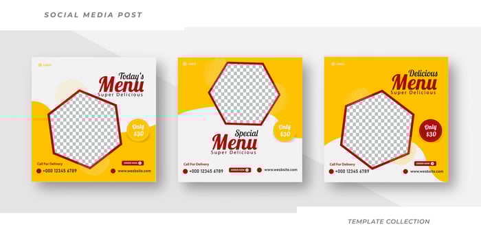 Delicious menu food restaurant social media post and square web banner template Pro Vector