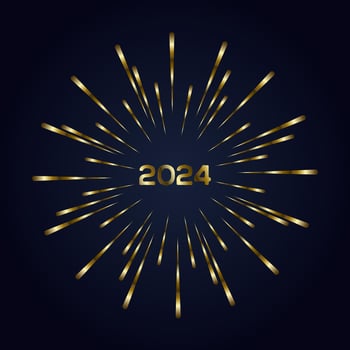 Golden Firework on gradient blue isolated over black backgroundHappy New year 2024 concepts for celebrations banner design vector