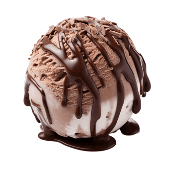 Chocolate ice cream ball isolated on transparent background. PNG file, cut out. AI Generated