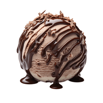 Chocolate ice cream ball isolated on transparent background. PNG file, cut out. AI Generated