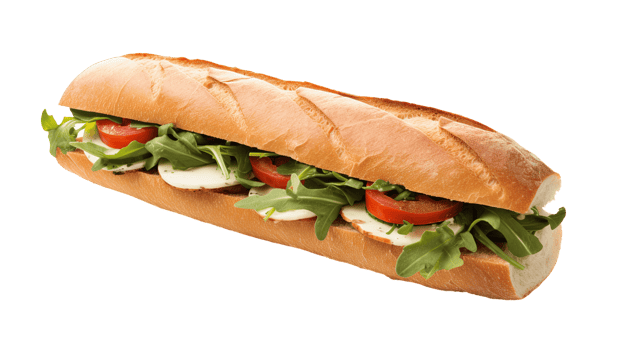 Ciabatta sandwich isolated on transparent background. PNG file, cut out. AI Generated