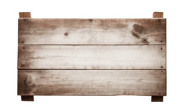 Empty wooden sign board isolated on transparent background. PNG file, cut out. AI Generated