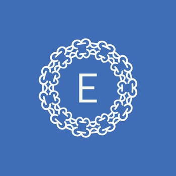 initial letter E ornamental emblem frame circle pattern logo vector