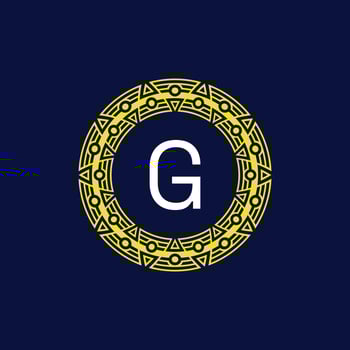 initial letter G futuristic circle pattern frame emblem logo vector