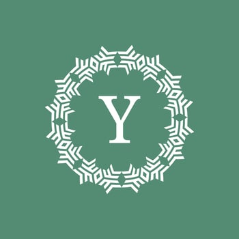 initial letter Y ornamental futuristic circle pattern frame emblem logo vector