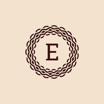 simple and elegant initial letter E ornamental circle frame logo vector