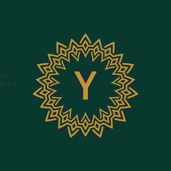 initial letter Y ornamental emblem frame circle pattern logo vector