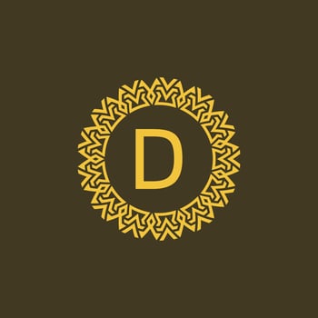 Modern emblem initial letter D ornamental tribe pattern circular logo vector
