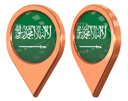KSA, Kingdom of Saudi Arabia Location Icon Flag, Isolated with Different Angled, 3D Rendering png