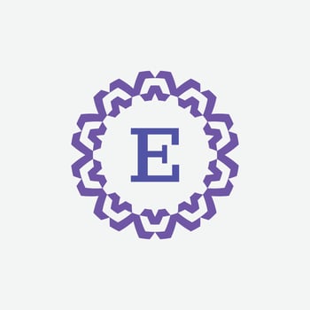 initial letter E ornamental modern circle frame emblem logo vector