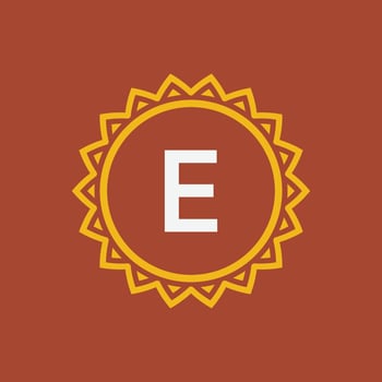 initial letter E sun circle frame unique emblem logo vector