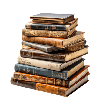 Pile of old books on transparent background, created with generative AI png