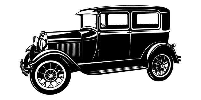 Classic Vintage Retro Car. Vector silhouette isolated on white.