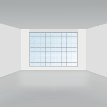 Empty white light room with a window vector