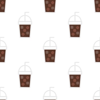 Iced Coffee Seamless pattern on white background. vector