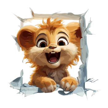 Cute baby Lion on transparent background png